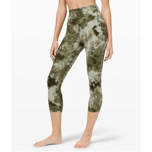 Like New Lululemon 21" Align Crop Diamond Dye Light Sage Army Green Dark Olive